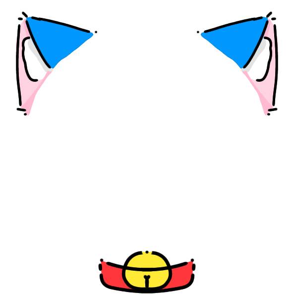 red collar blue cat ears Decoration
